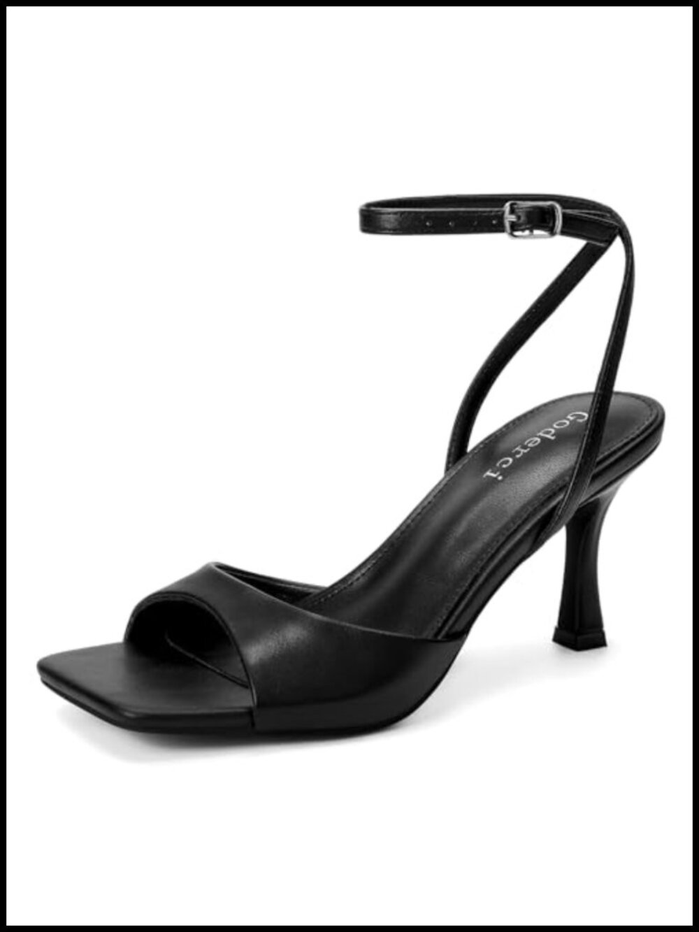 Women's Kitten Heel Square Open Toe Strappy Sandals Stiletto Pumps